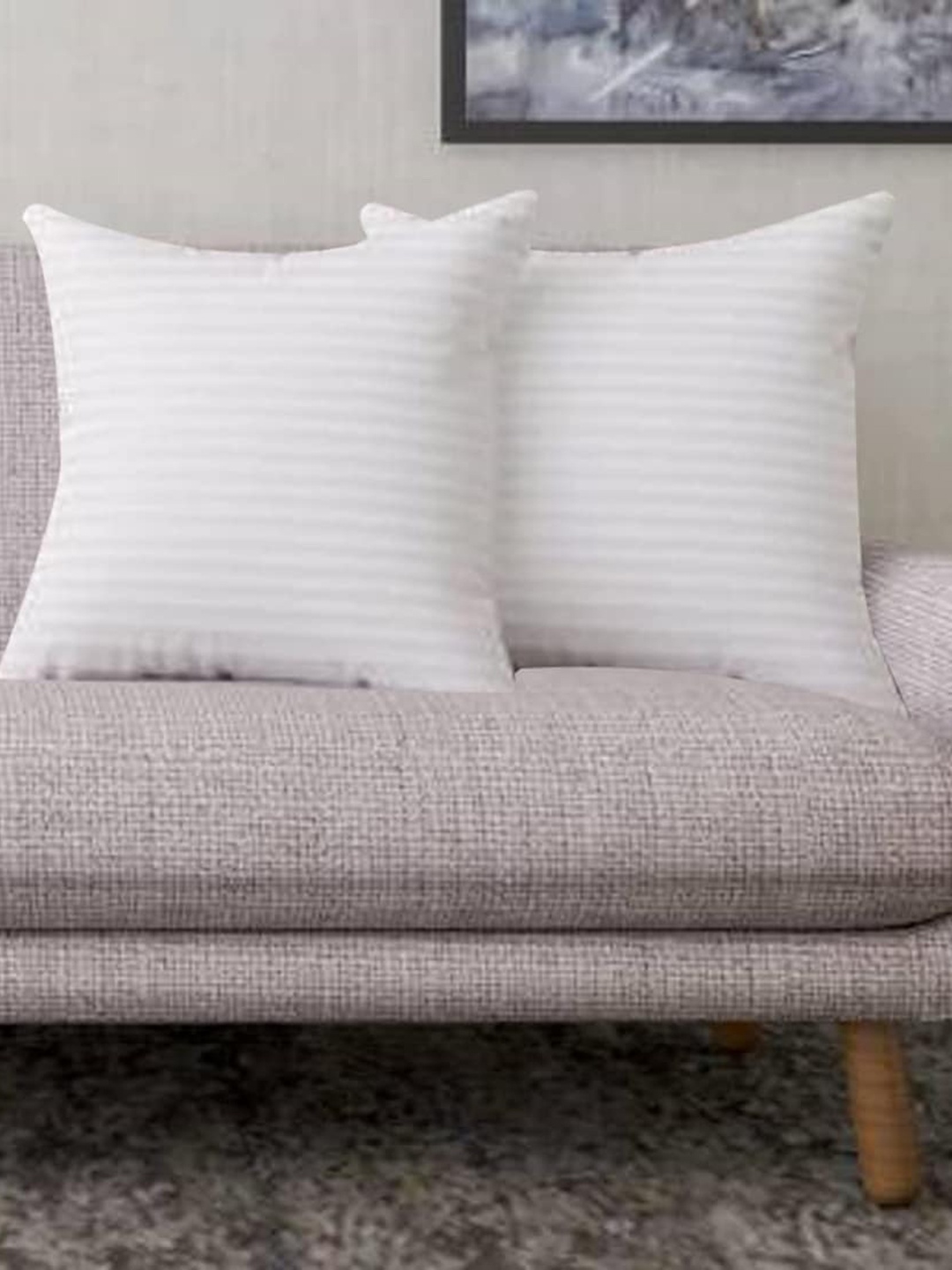 

Adbeni White 2-Pieces Striped Cushion Fillers