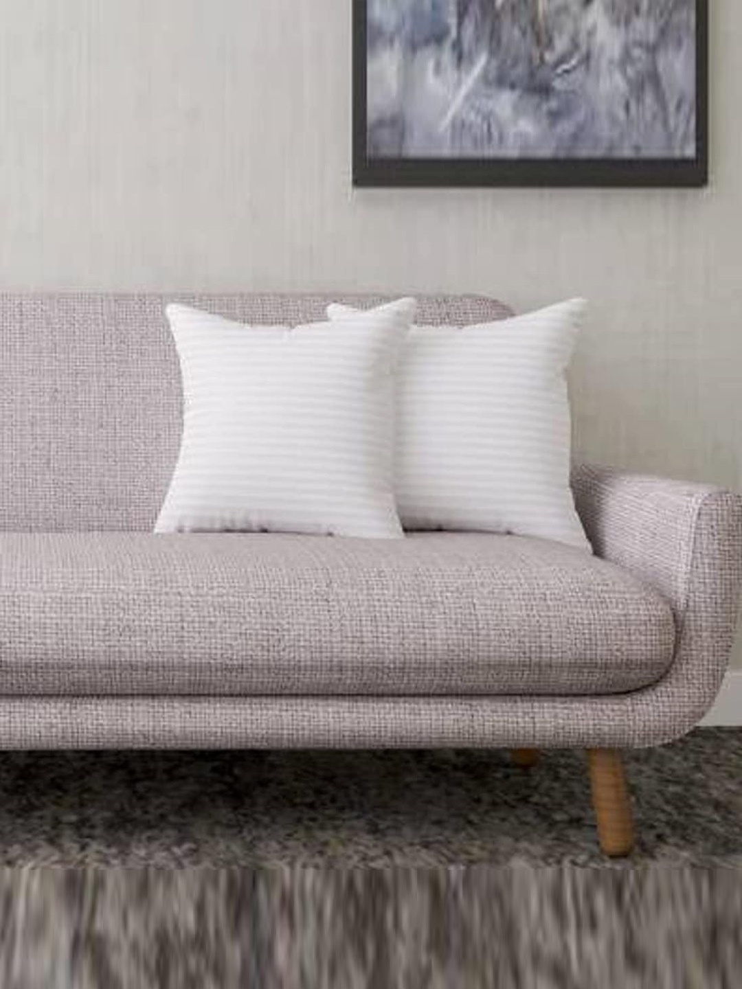 

Adbeni White & Grey 2 Pieces Striped Cushion Fillers
