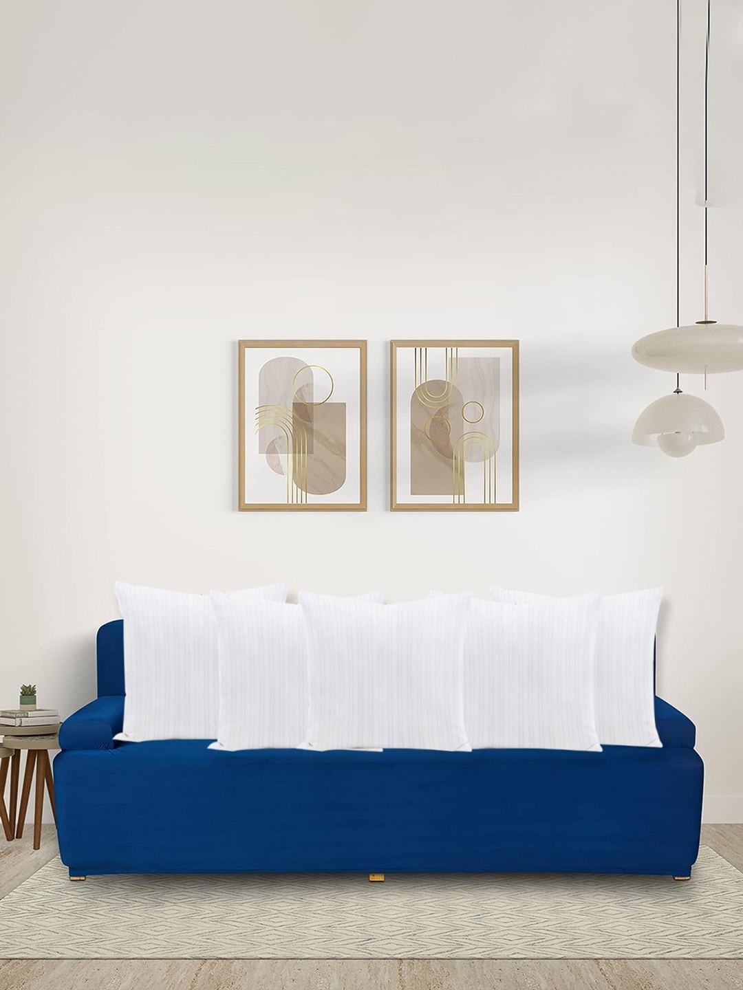 

Adbeni White 5 Pieces Striped Cushion Fillers