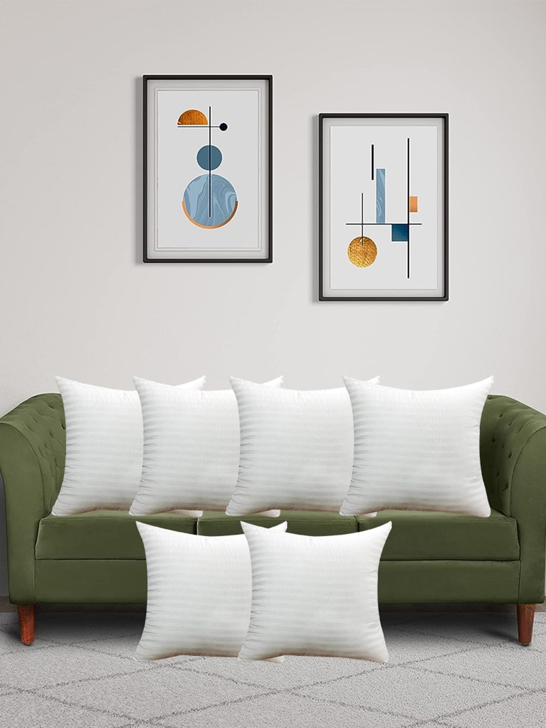 

Adbeni White 6 Pieces Striped Cushion Fillers