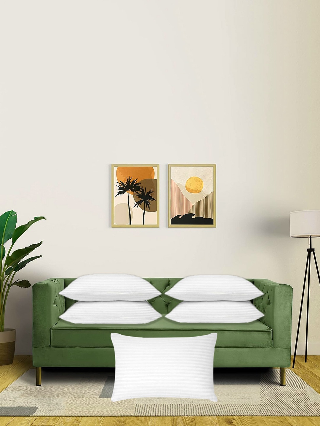

Adbeni White 5-Pieces Striped Cushion Fillers