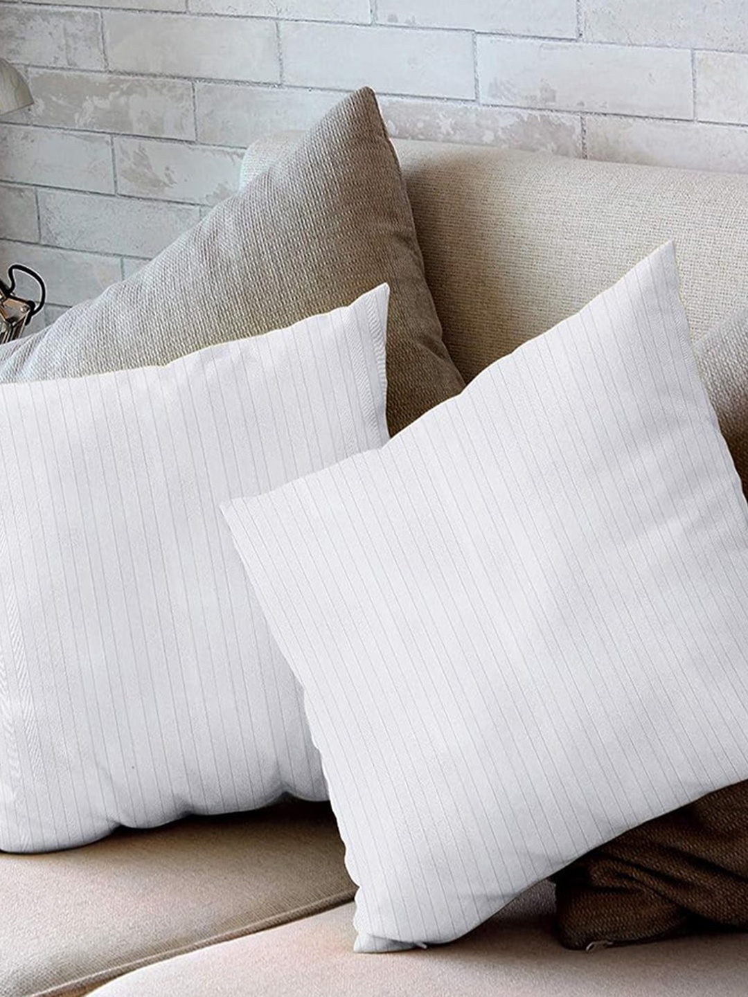 

Adbeni White 2-Pieces Striped Cushion Fillers