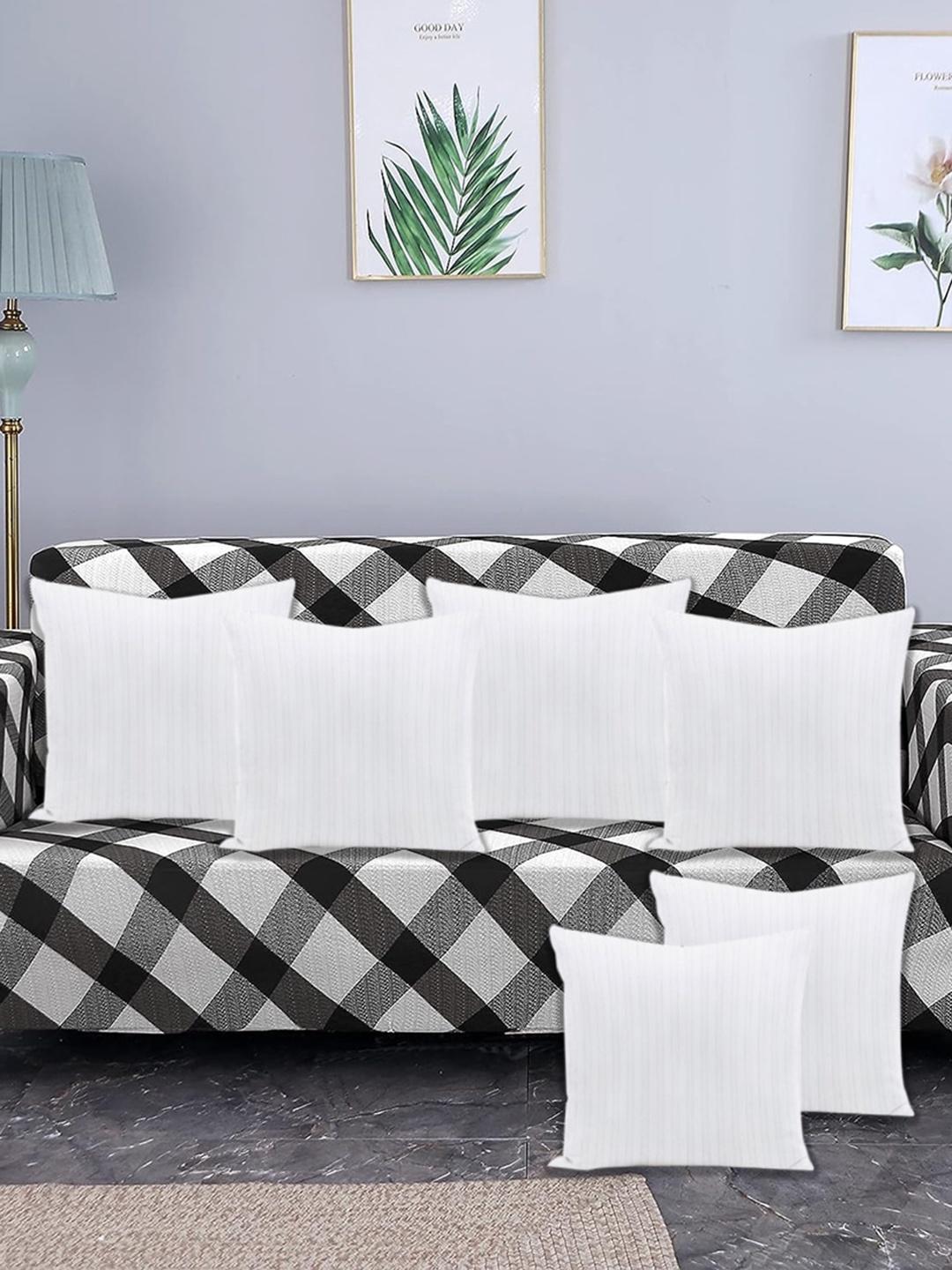 

Adbeni White 6-Pieces Striped Cushion Fillers