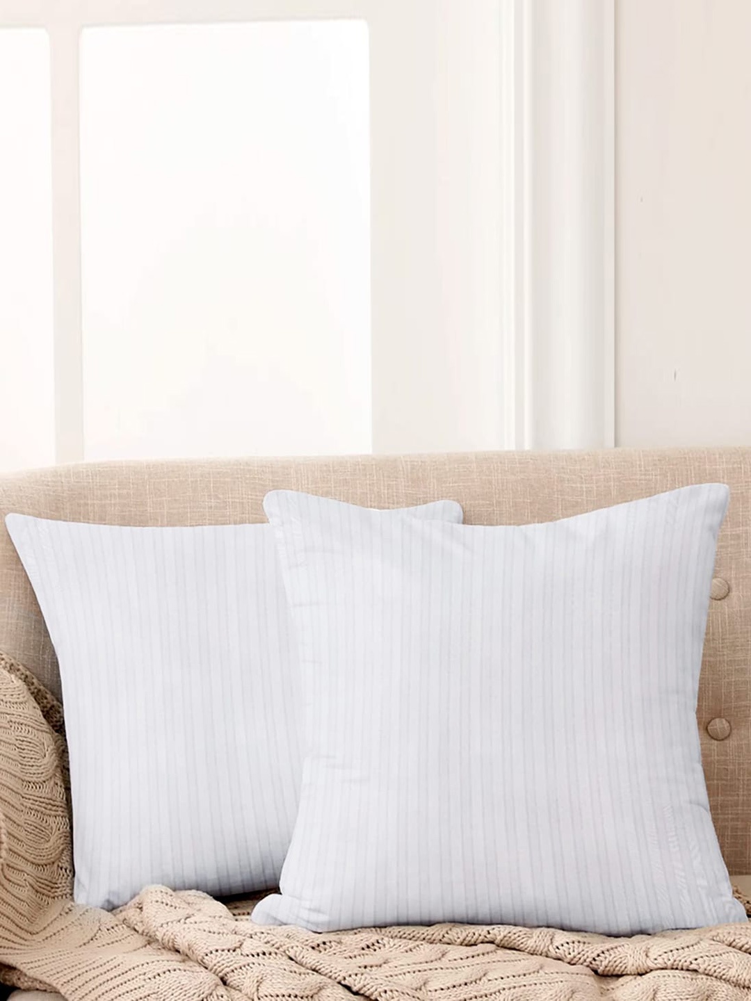 

Adbeni 2-Pcs White Striped Cushion Fillers