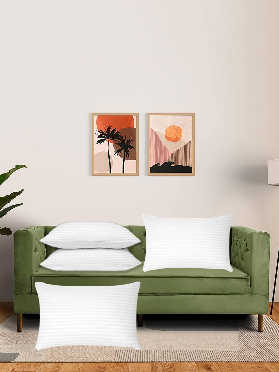 

Adbeni White 4-Pieces Striped Cushion Fillers