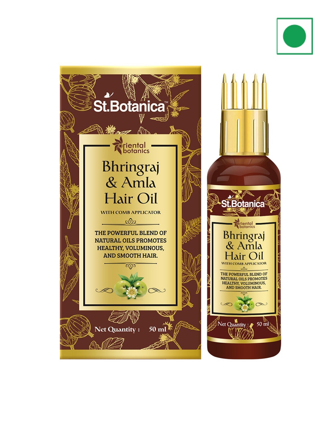 

Oriental Botanics Bhringraj & Amla Hair Oil Strengthens & Nourishes 50ml, Brown