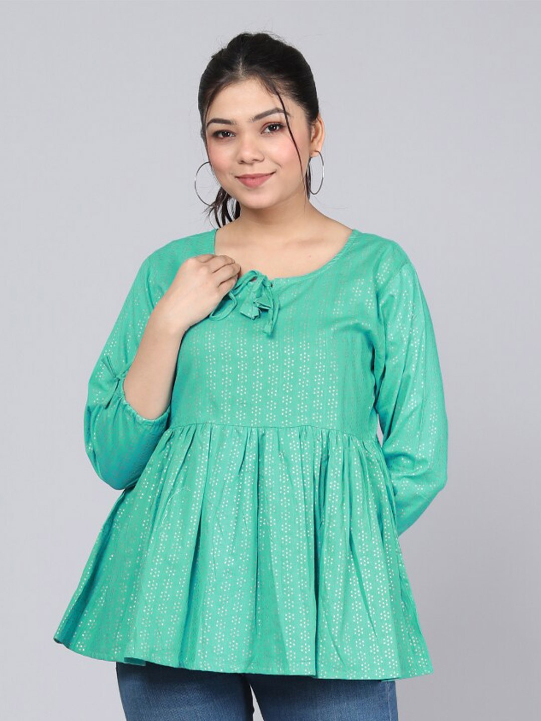 

JC4U Floral Printed A Line Top, Green