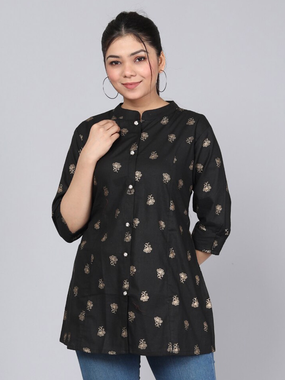 

JC4U Ethnic Motifs Printed Tunic, Black