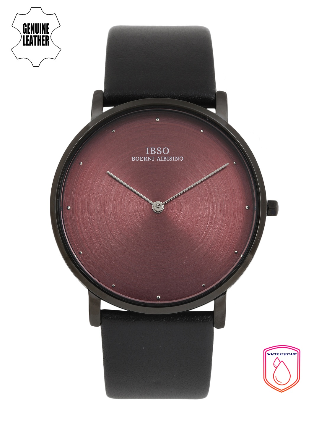 

IBSO Men Maroon Dial & Black Leather Straps Analogue Watch