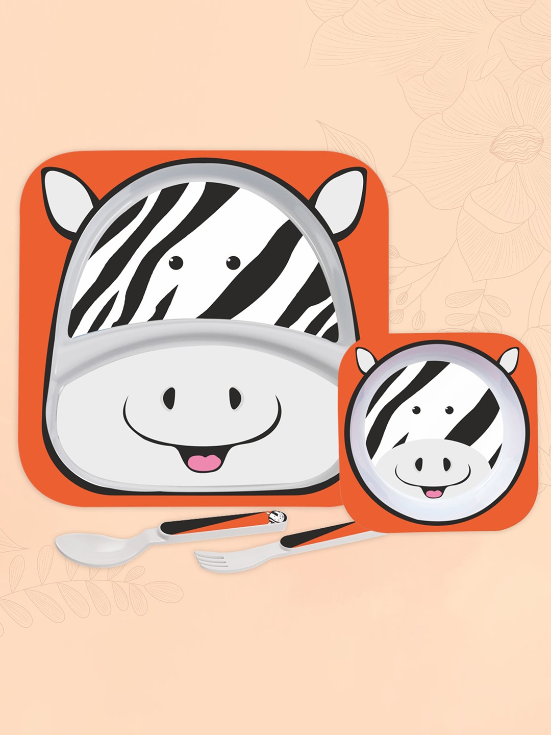 

Cello 4 Pieces Orange Printed Melamine Glossy Dinner Set