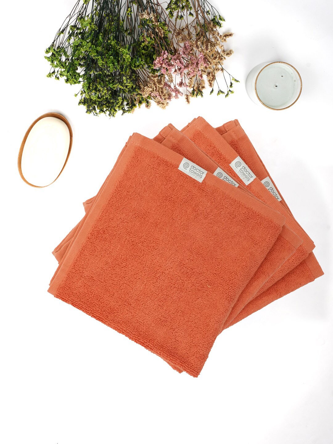 

Doctor Towels Orange-Coloured 4 Pieces Banana Terry Face Towels