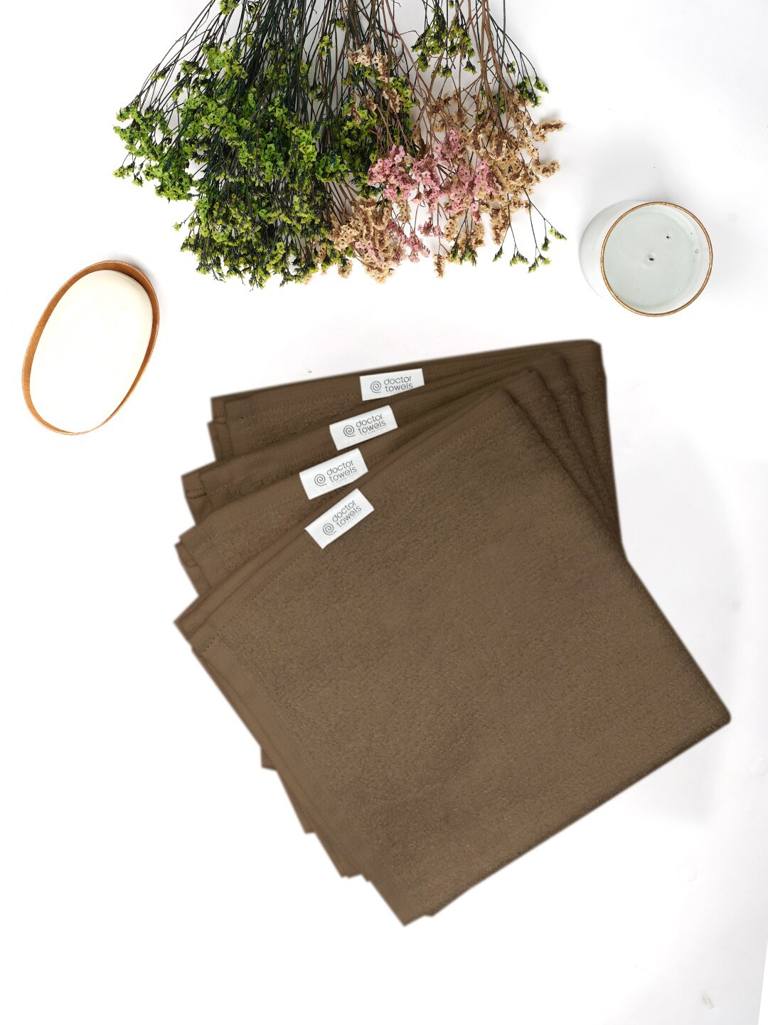 

Doctor Towels Pack of 4 Taupe Bamboo Terry Face Towels
