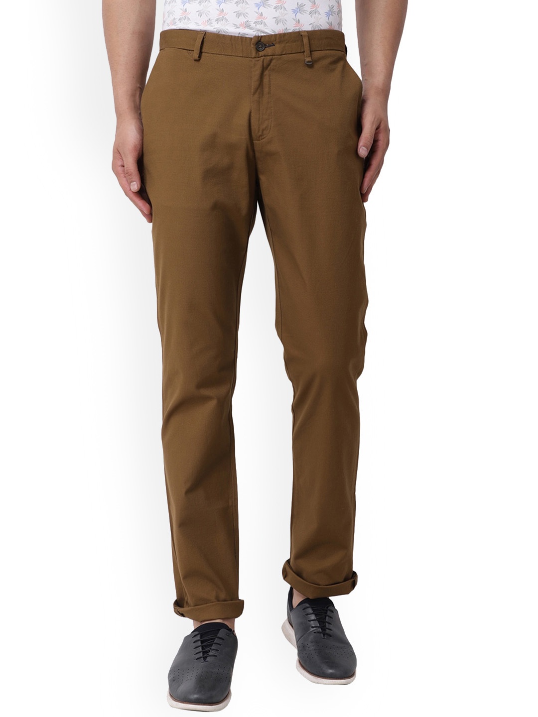 

Blackberrys Men Mid-Rise Slim Fit Trousers, Khaki