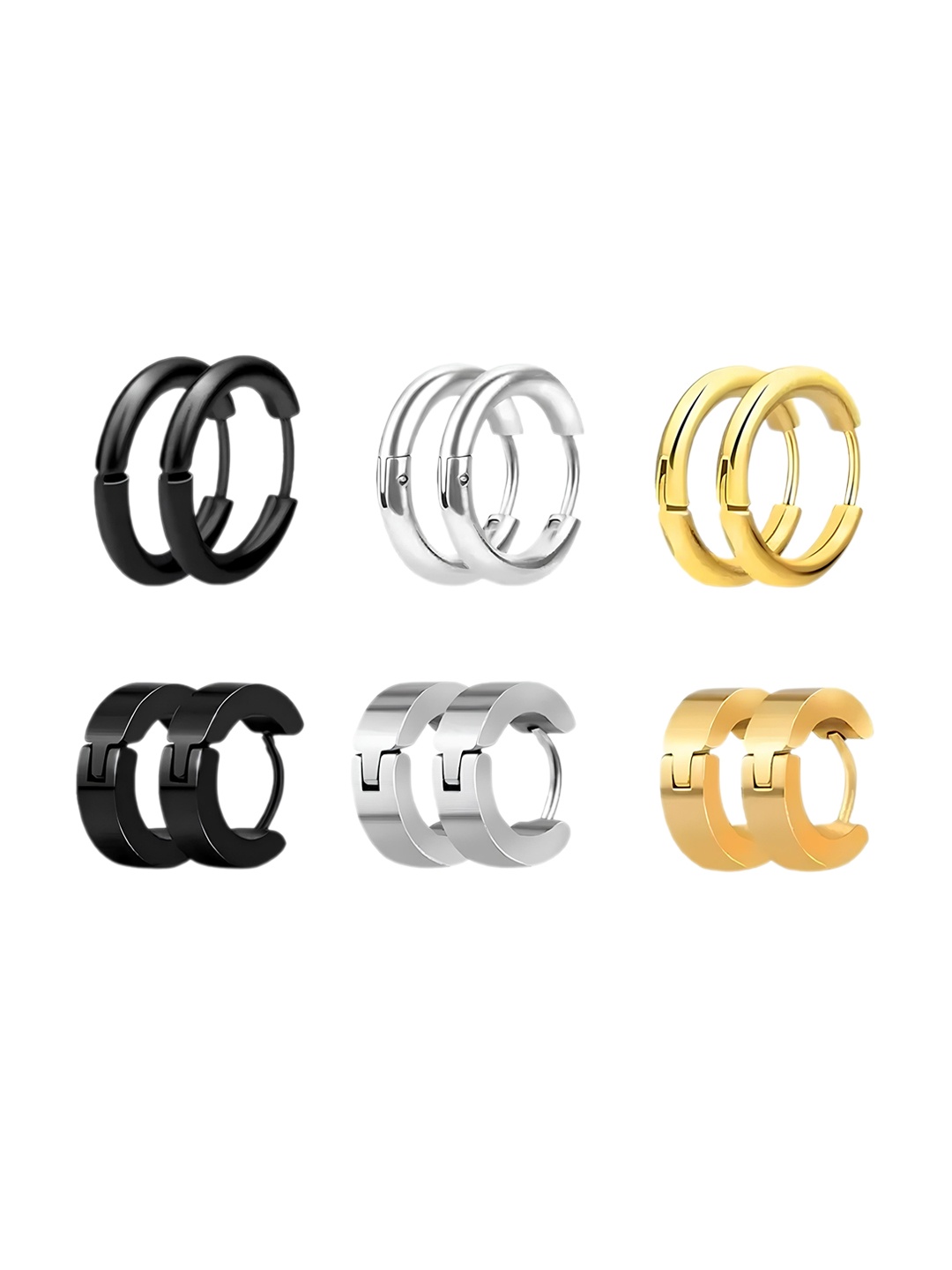 

KARISHMA KREATIONS Men Set Of 6 Contemporary Hoop Earrings, Gold