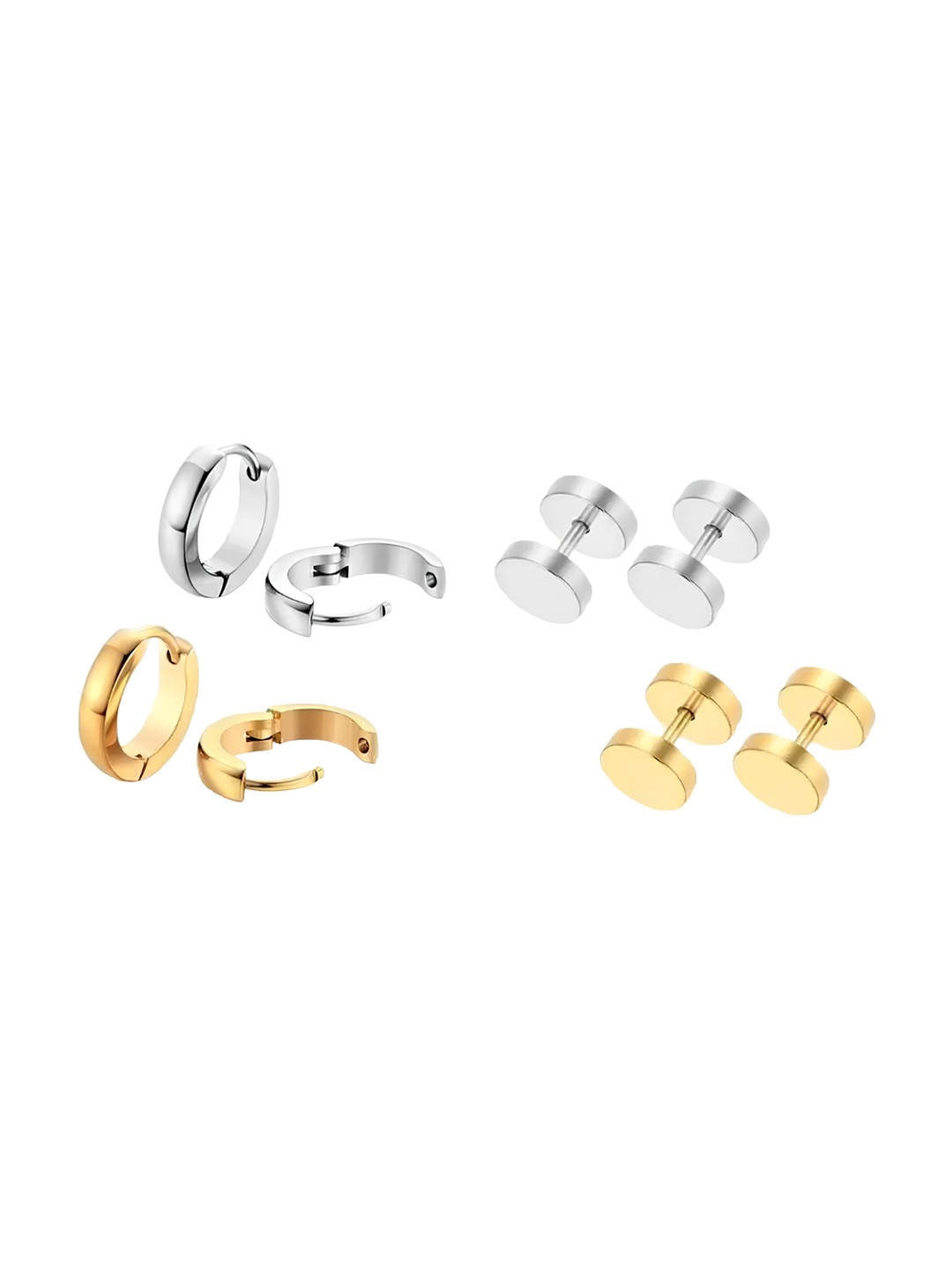 

KARISHMA KREATIONS Men Set Of 4 Stainless Steel Hoop Earrings, Gold