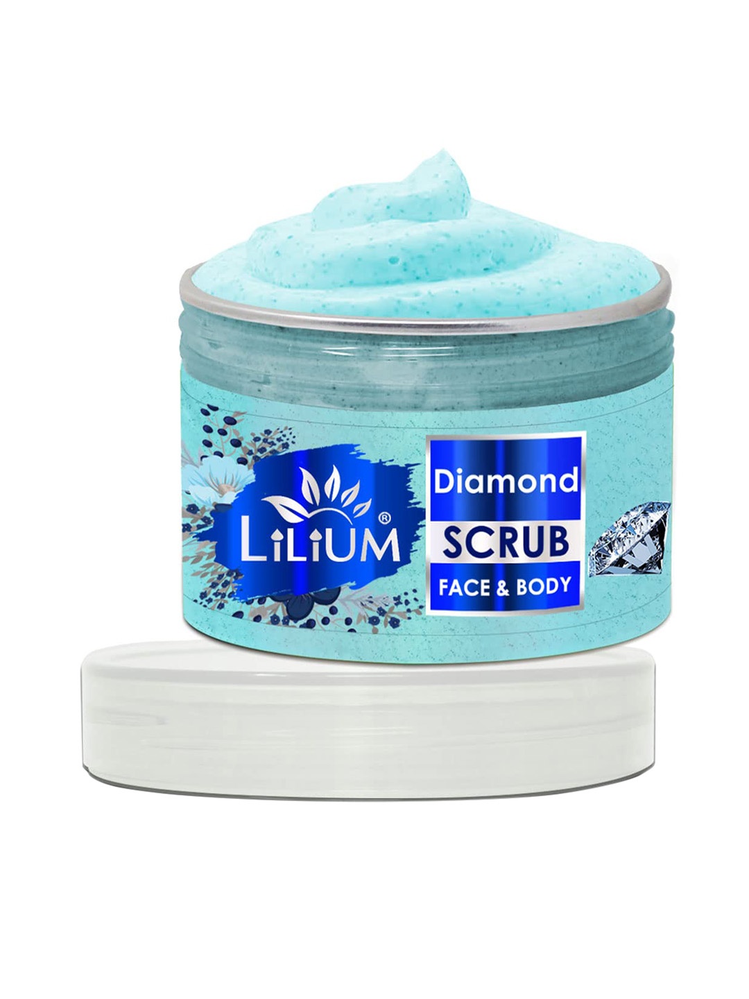 

Lilium Diamond Face & Body Scrub with Carbomer & Aloevera - 250 g, Blue