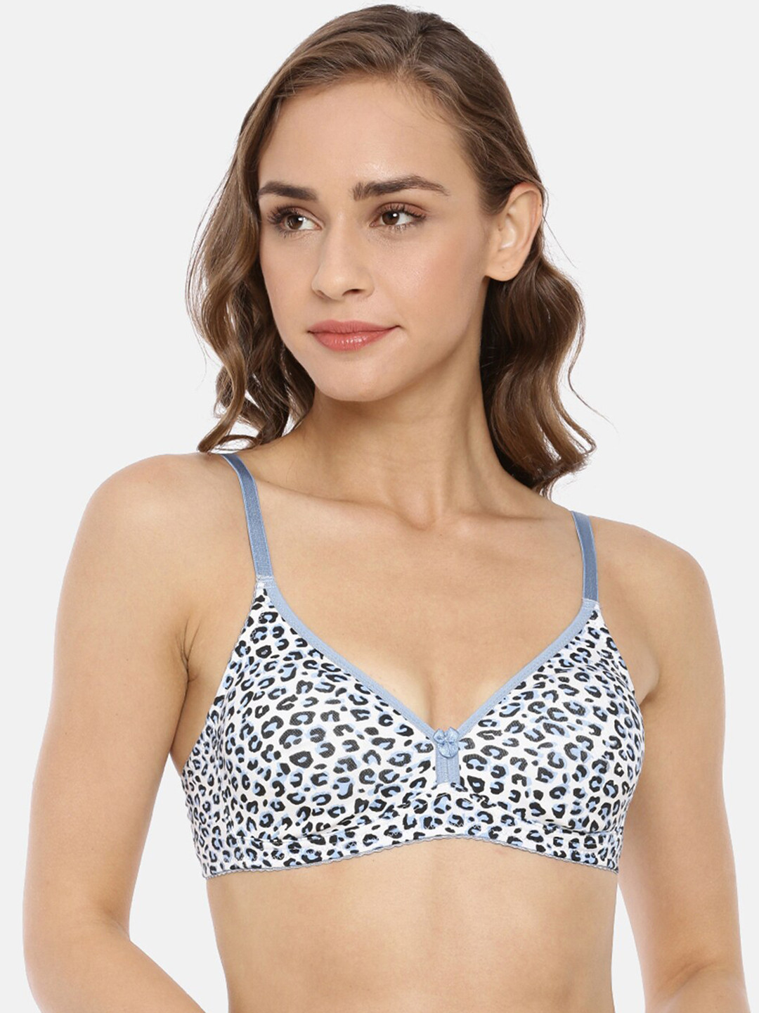 

Macrowoman W-Series Abstract Printed Half Coverage Plunge Bra with All Day Comfort, Blue