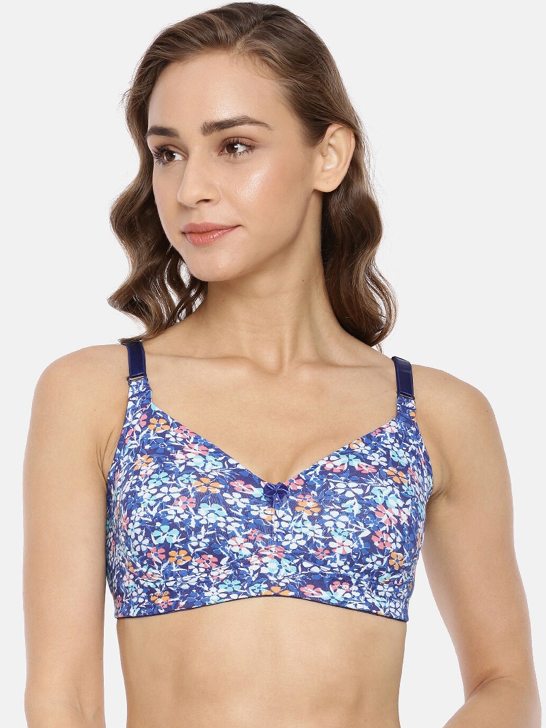 

Macrowoman W-Series Floral Printed Full Coverage Cotton Bra with All Day Comfort, Blue