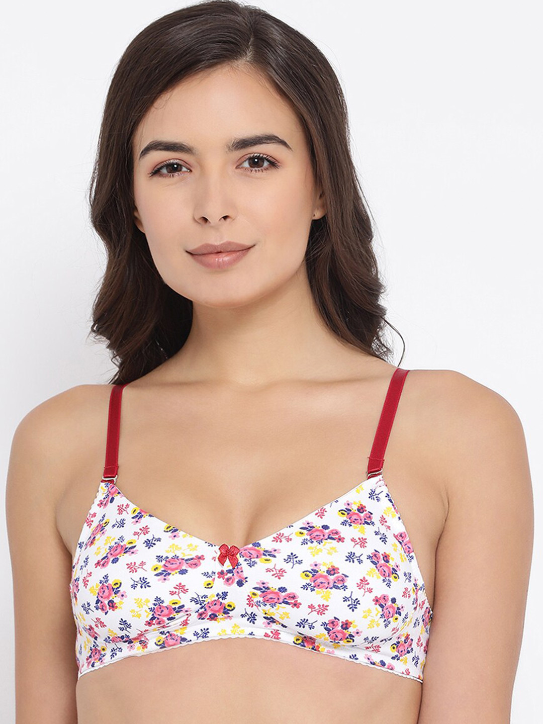 

Macrowoman W-Series Floral Printed Non Padded Cotton Everyday Bra With All Day Comfort, Red