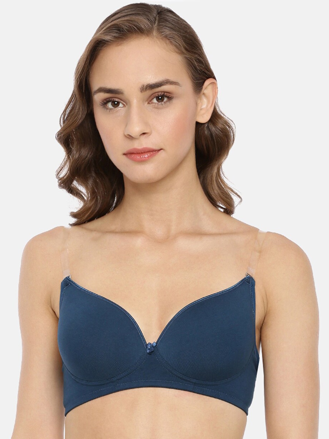 

Macrowoman W-Series Half Coverage Lightly Padded All Day Comfort Cotton T-shirt Bra, Blue