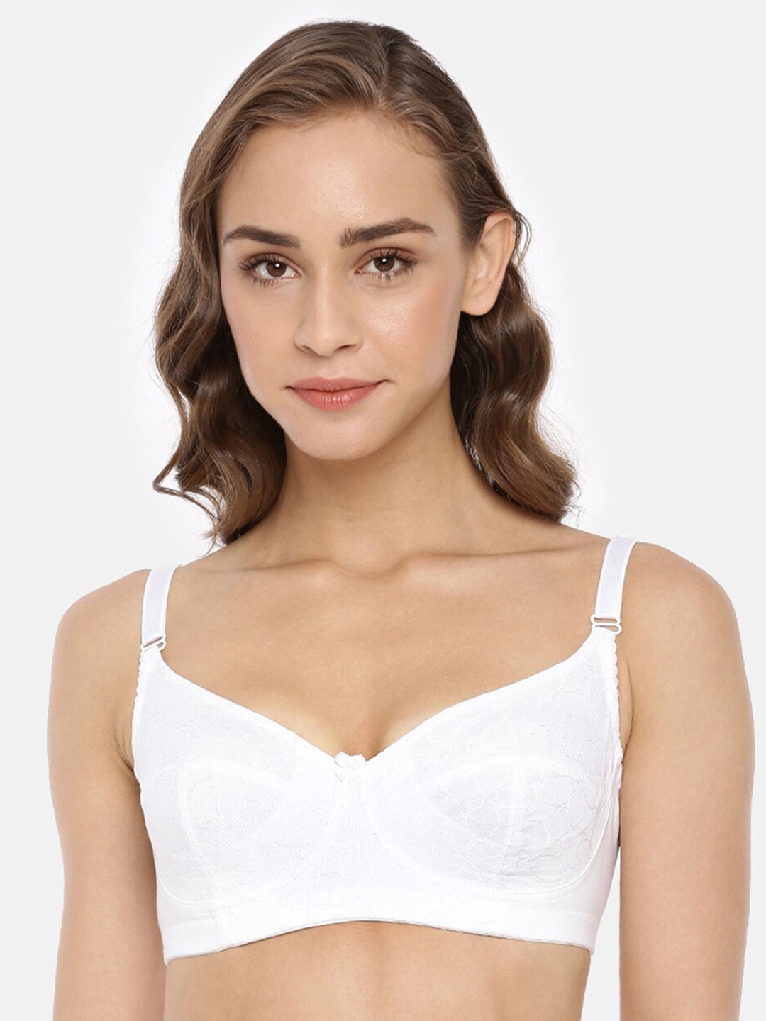 

Macrowoman W-Series Floral Pattern Full Coverage Non-Wired Bra With All Day Comfort, White