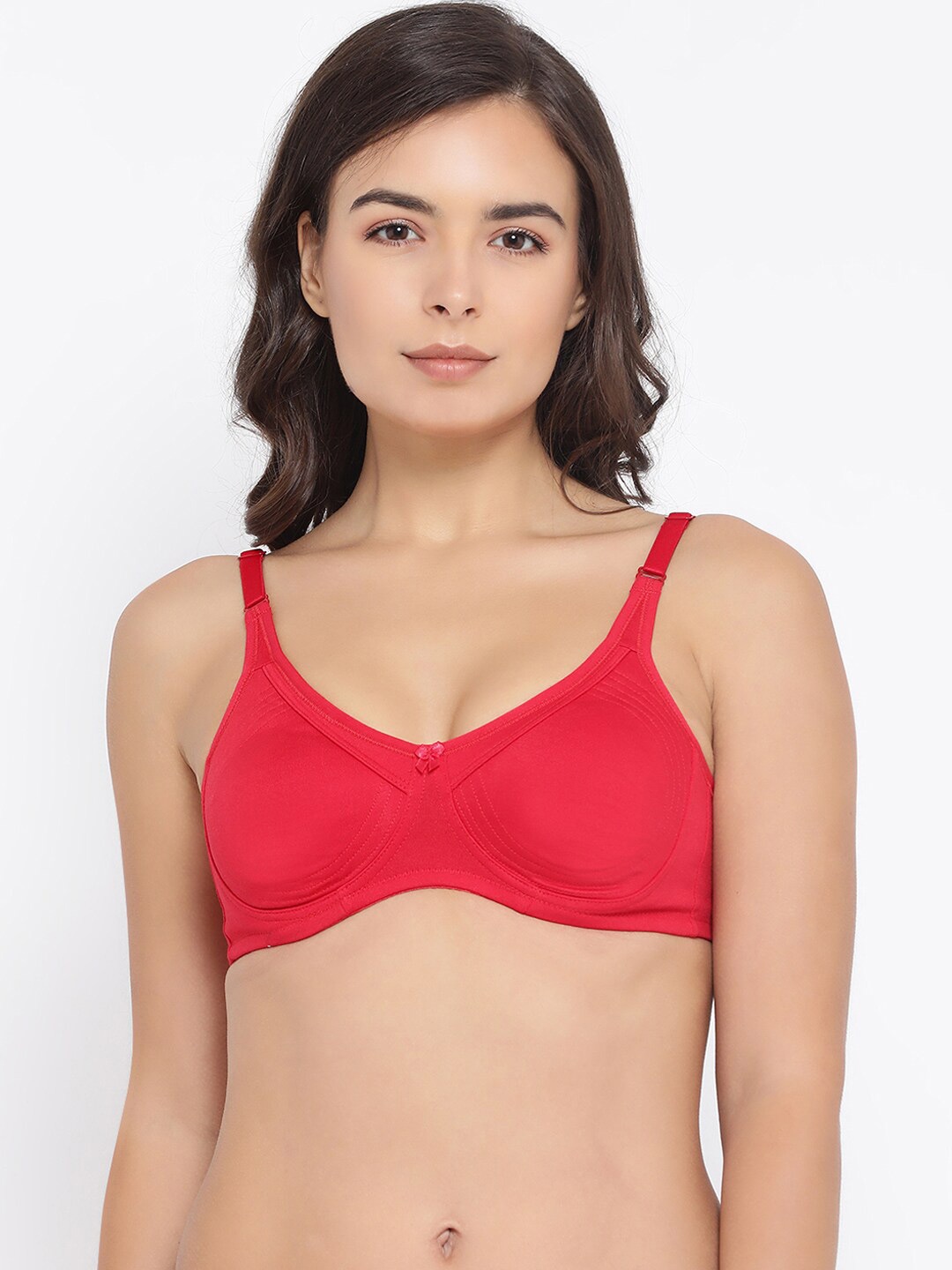 

Macrowoman W-Series Full Coverage Non Padded Cotton Everyday Bra With Side Shaper, Red