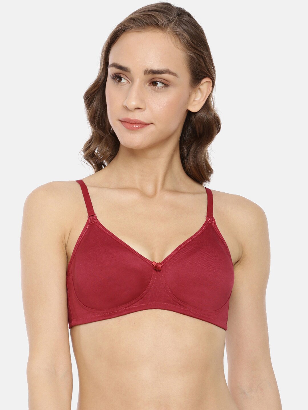 

Macrowoman W-Series Medium Coverage Cotton Bra with All Day Comfort, Maroon