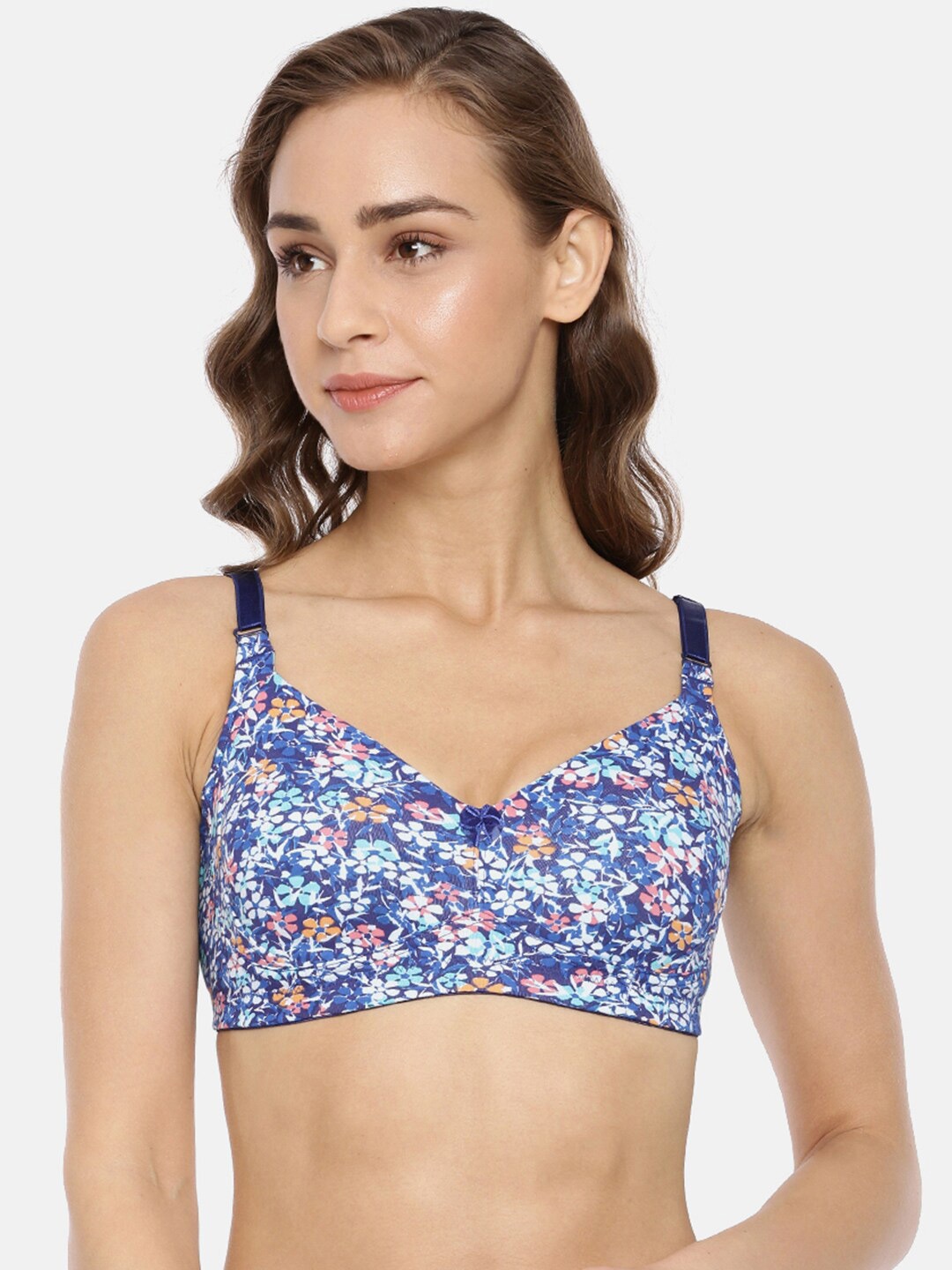 

Macrowoman W-Series Floral Printed Full Coverage Cotton Bra with All Day Comfort, Blue