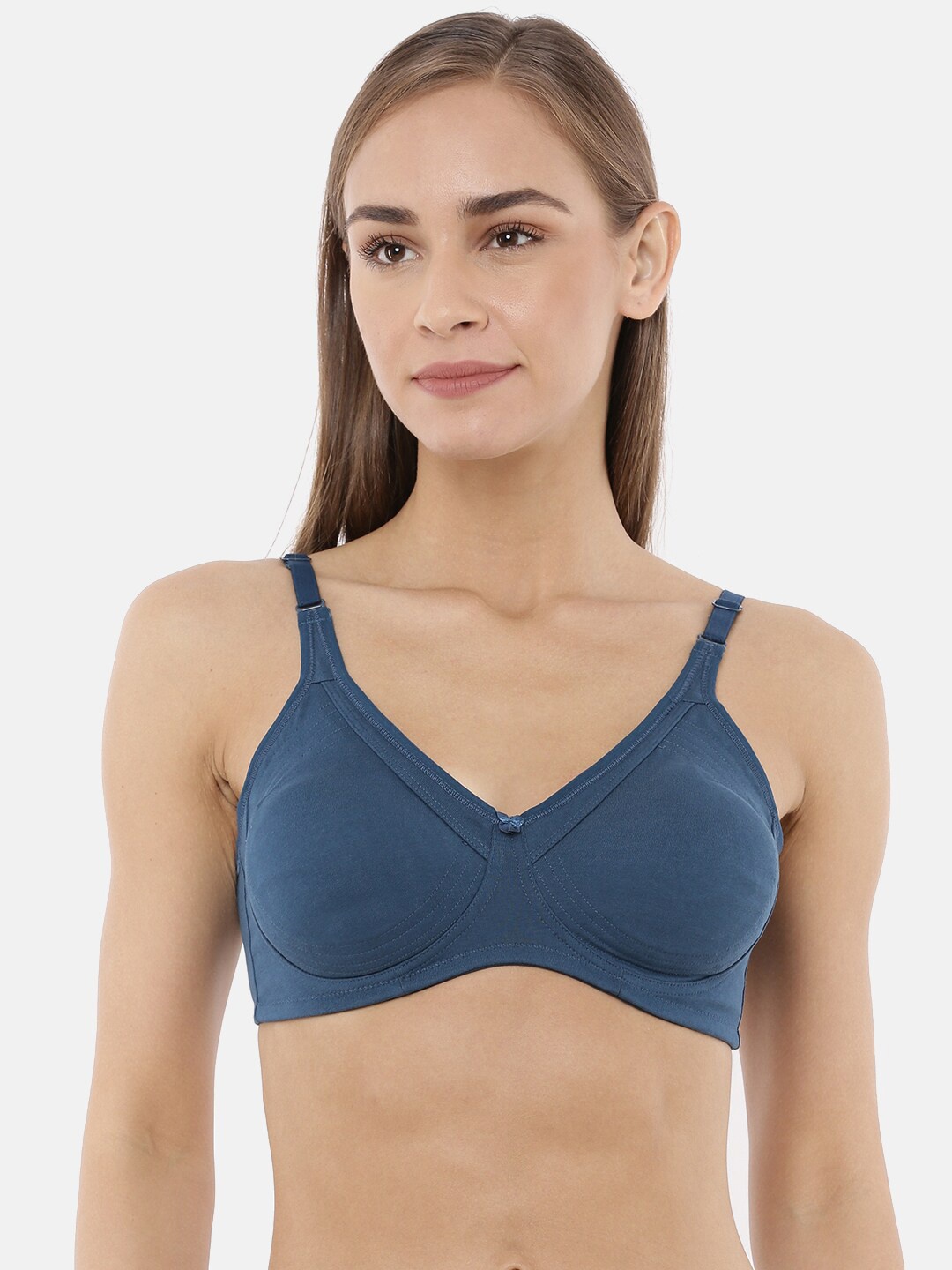 

Macrowoman W-Series Everyday Cotton Bra Full Coverage Side Shaper Non Padded Super Support, Blue