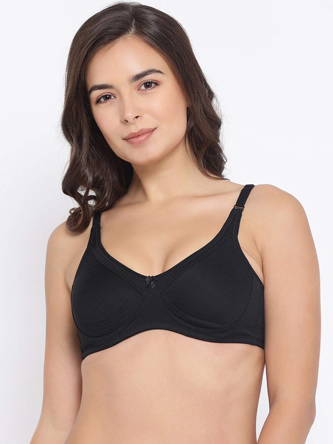 

Macrowoman W-Series Full Coverage Seamless Cotton Bra, Black