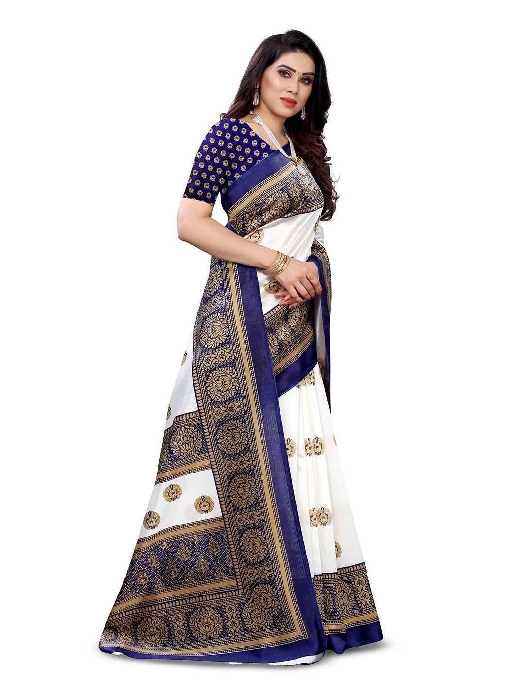 

Florence Ethnic Motifs Art Silk Saree, White