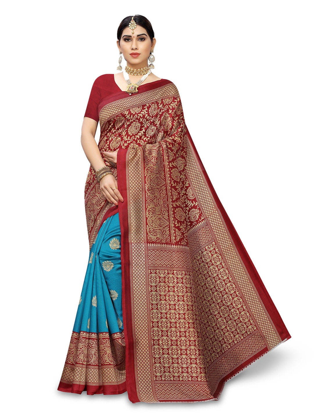 

Florence Ethnic Motifs Zari Art Silk Saree, Turquoise blue
