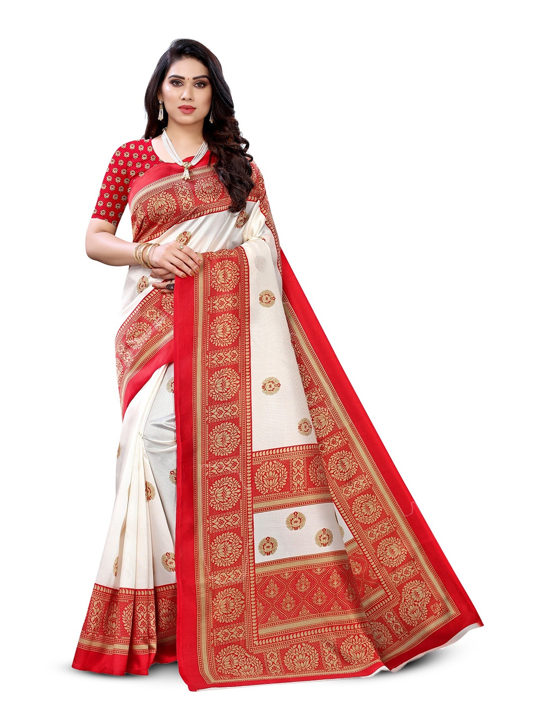 

Florence Ethnic Motifs Woven Design Art Silk Saree, Red