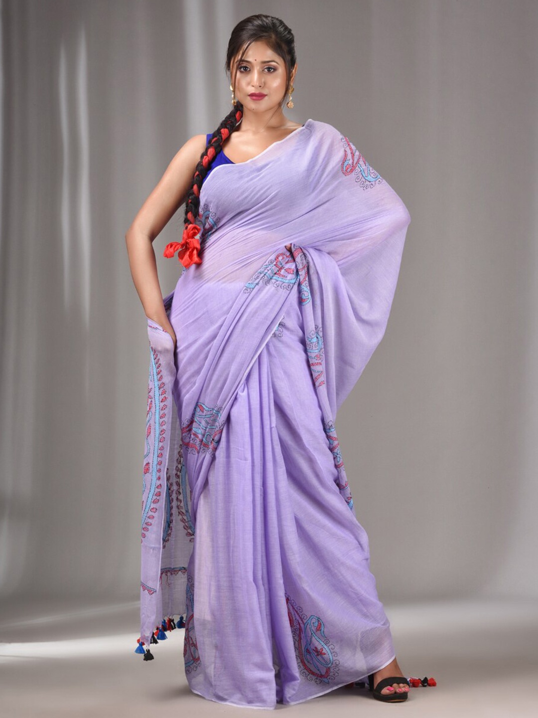 

Charukriti Woven Design Pure Cotton Saree, Lavender