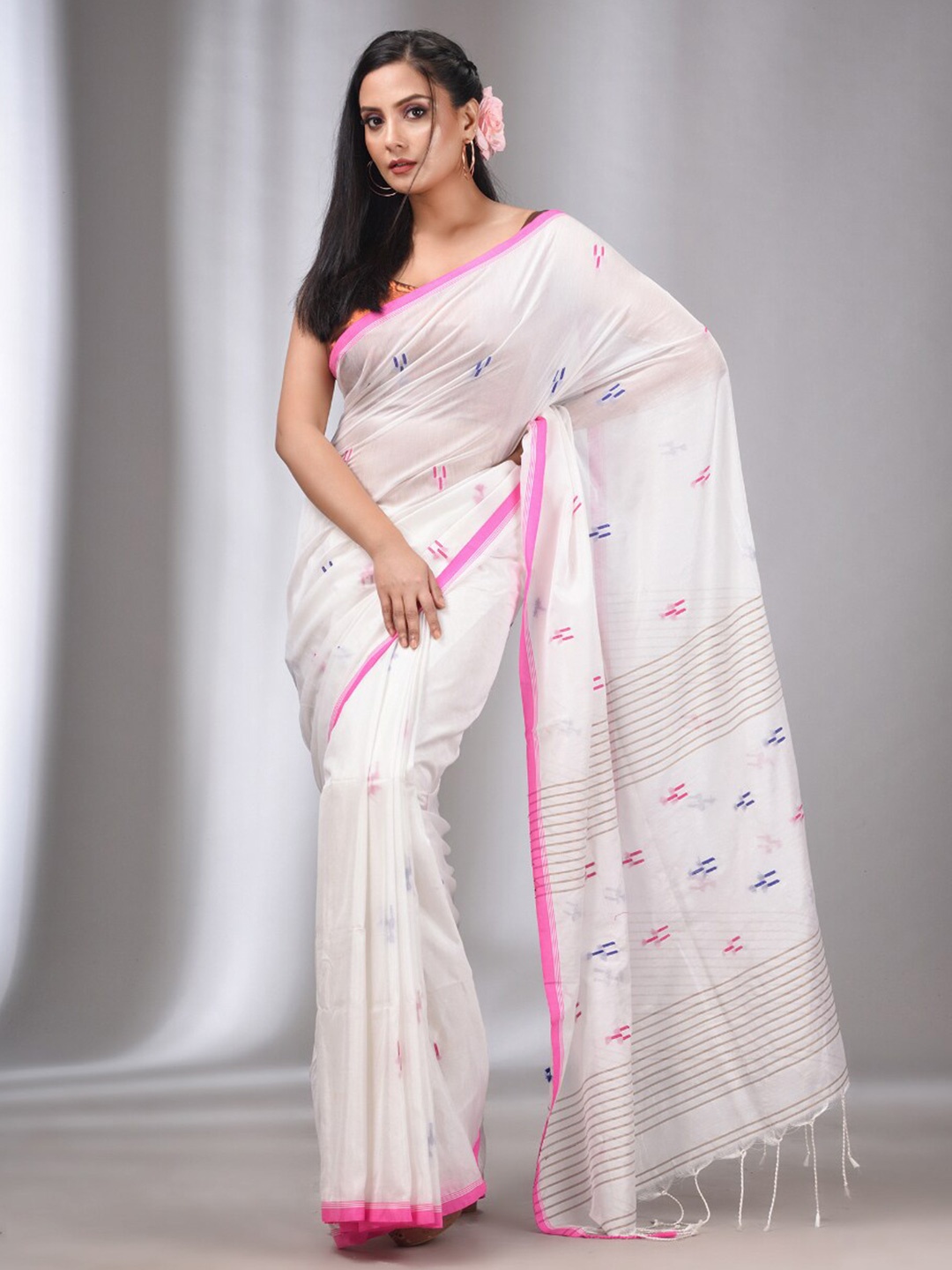 

Charukriti Woven Design Tissue Saree, White
