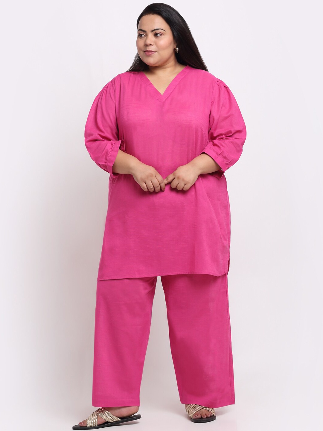 

sindrellastorie Plus Size Pure Cotton Tunic & Trousers, Magenta
