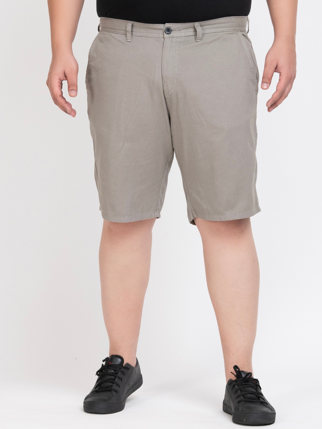 

IVOC Plus Mid-Rise Pure Cotton Chino Shorts, Grey