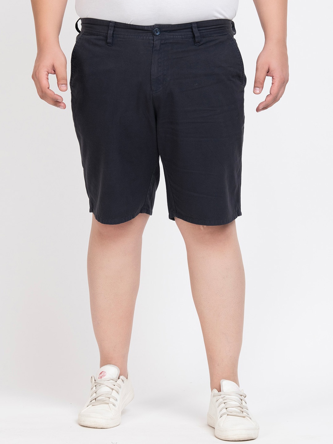

IVOC Plus Men Mid-Rise Pure Cotton Chino Shorts, Navy blue