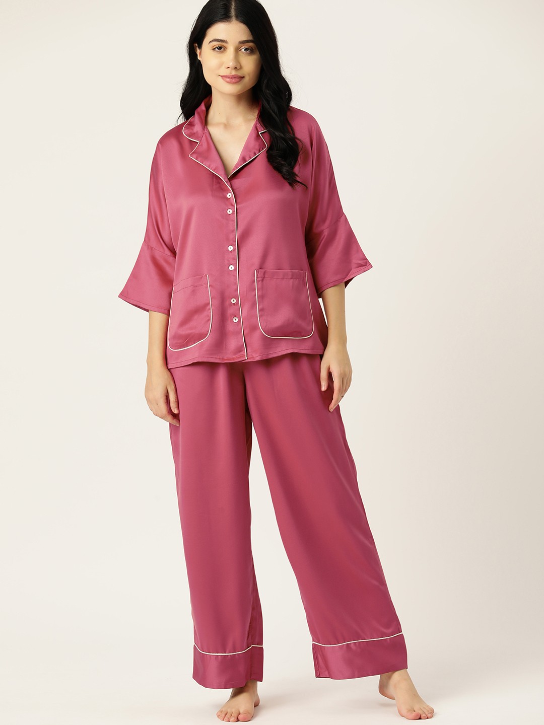 

ETC Women Solid Night suit, Mauve