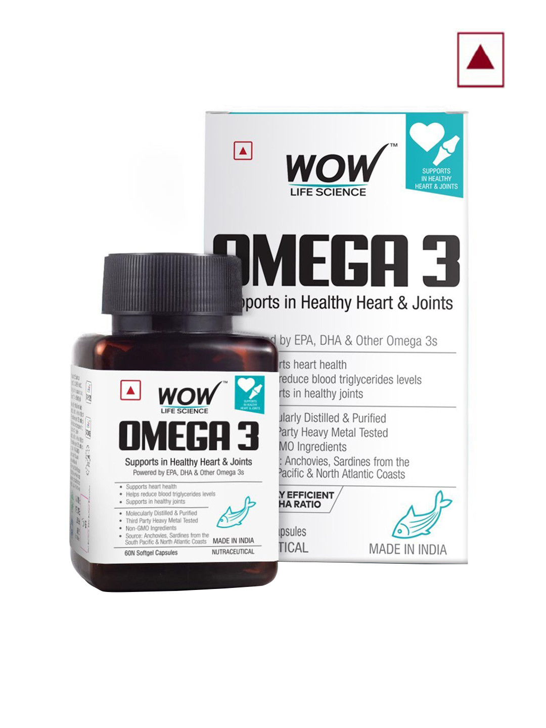 

WOW Life Science Omega-3 Capsules with Fish Oil - 1300mg - 60 Capsules, White