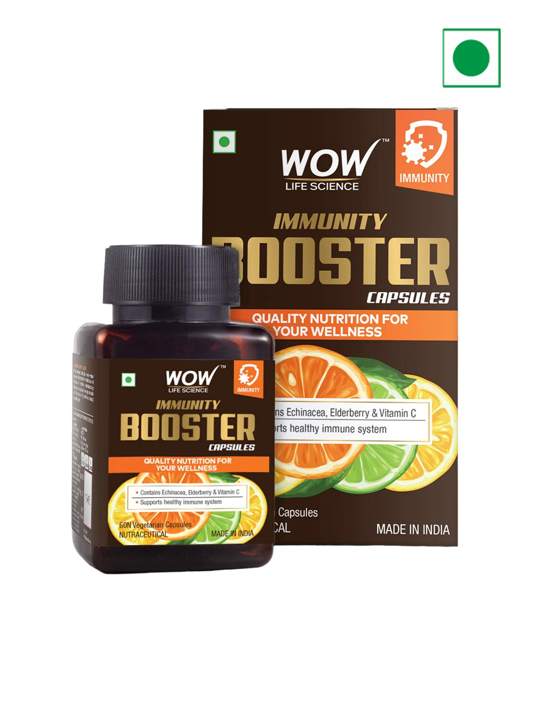 

WOW Life Science Immunity Booster - Support Healthy Immune System - 60 Veg Capsules, Brown