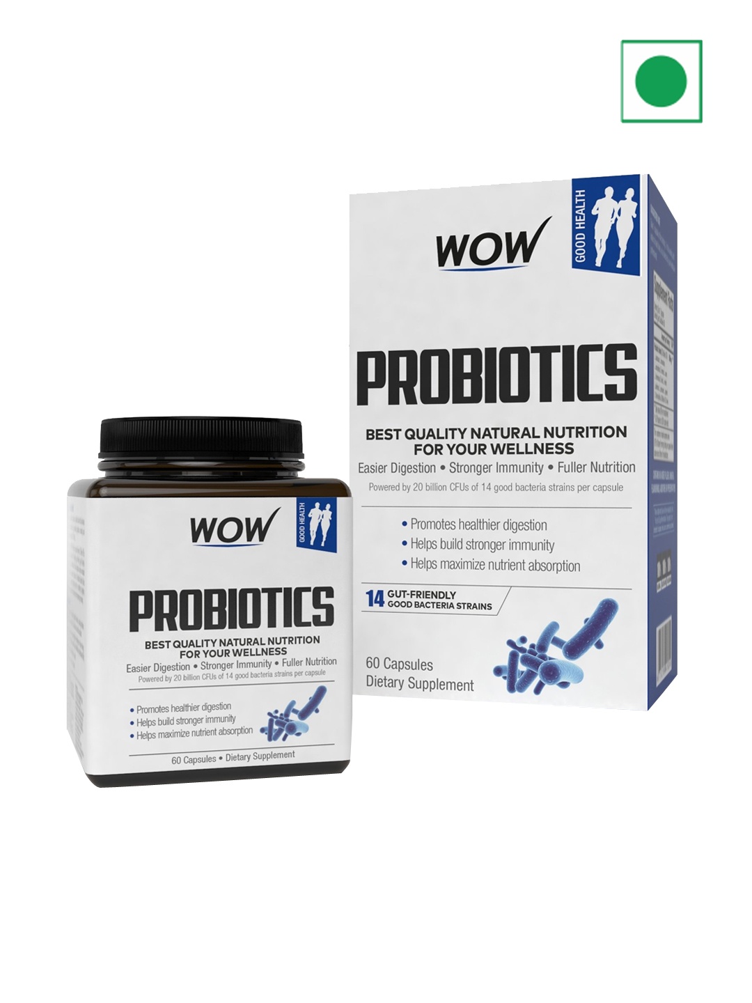

WOW Life Science Probiotics Dietary Supplement - 60 Capsules, White