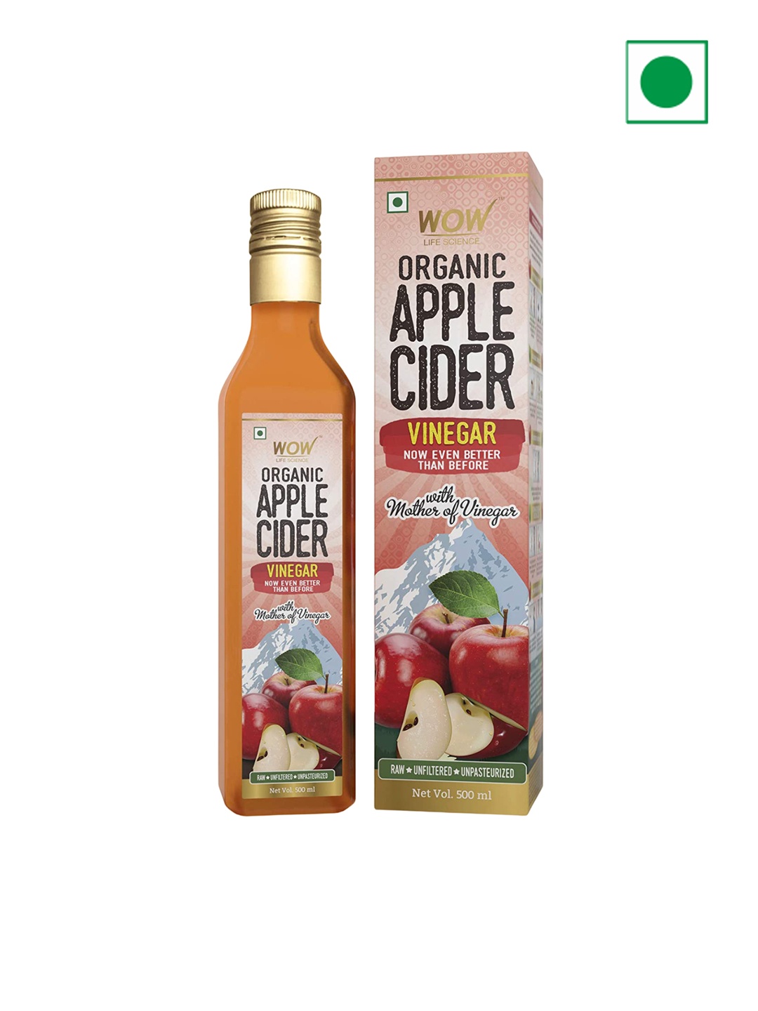 

WOW Life Science Organic Apple Cider Vinegar To Manage Weight & Boost Immunity - 500ml, Orange