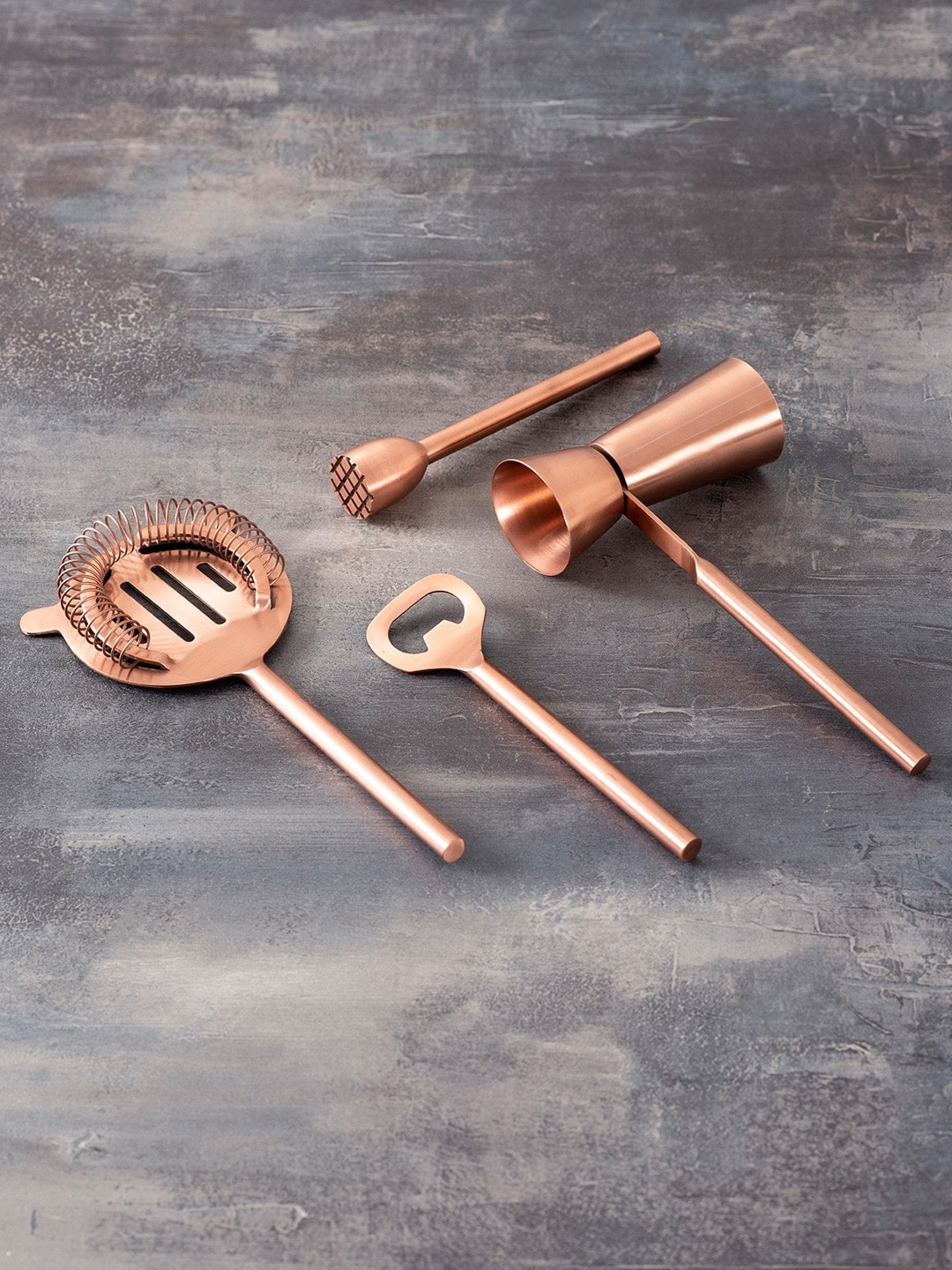 

nestroots 4 Pieces Copper-Toned Stainless Steel Bar Accessories