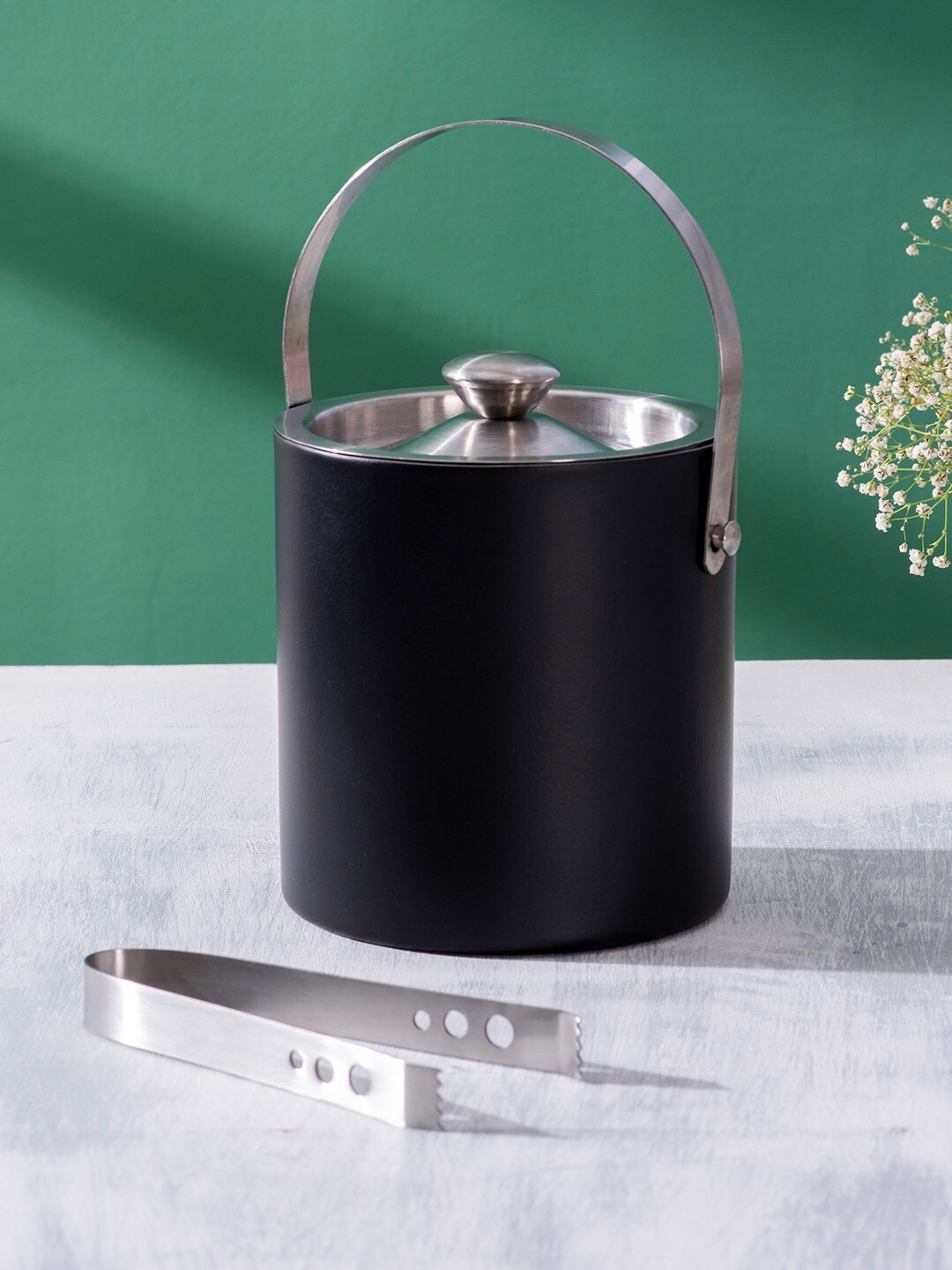 

nestroots Black Ice Bucket With Tong
