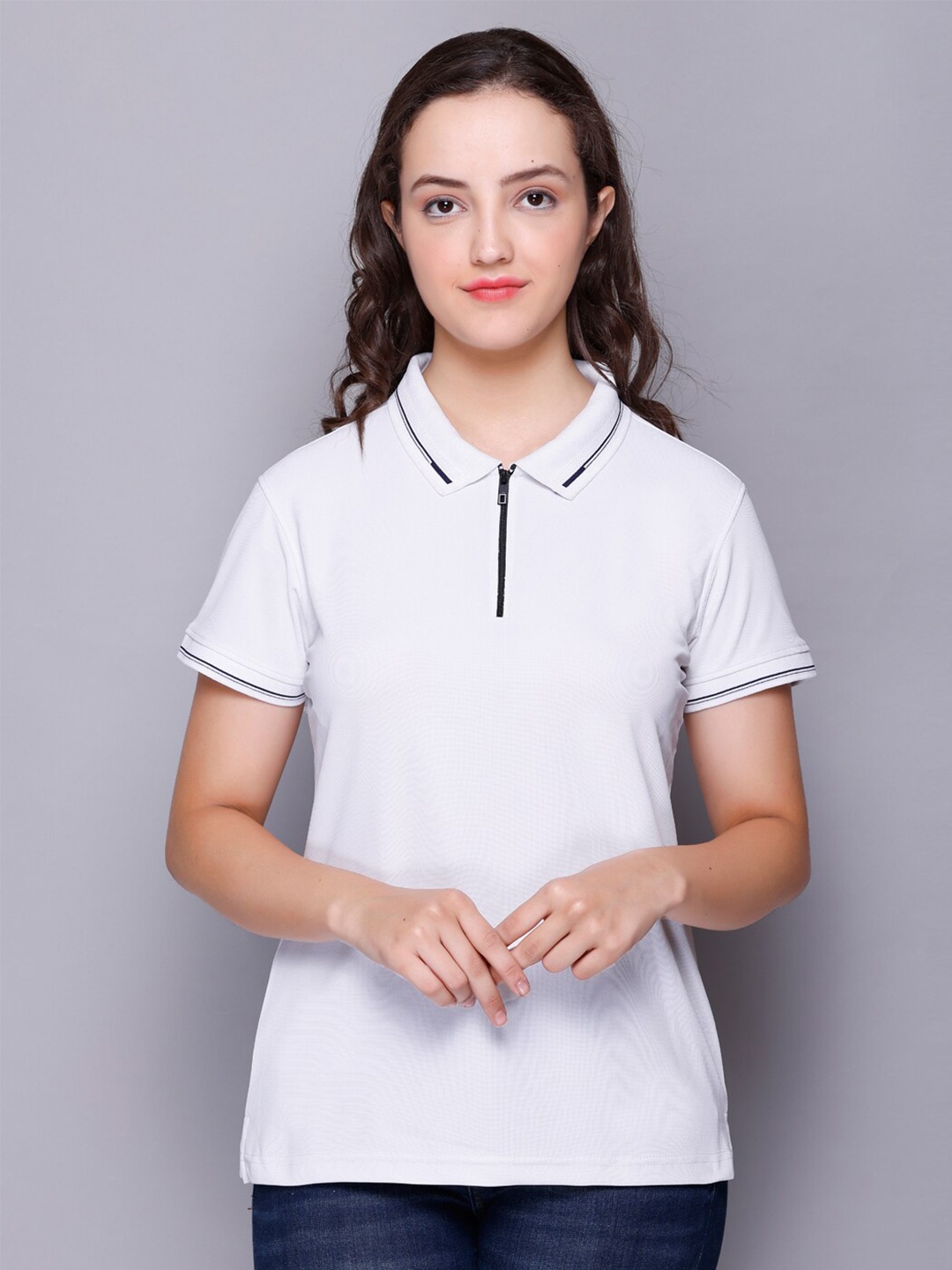 

ELPIDA Polo Collar Casual Cotton T-shirt, White