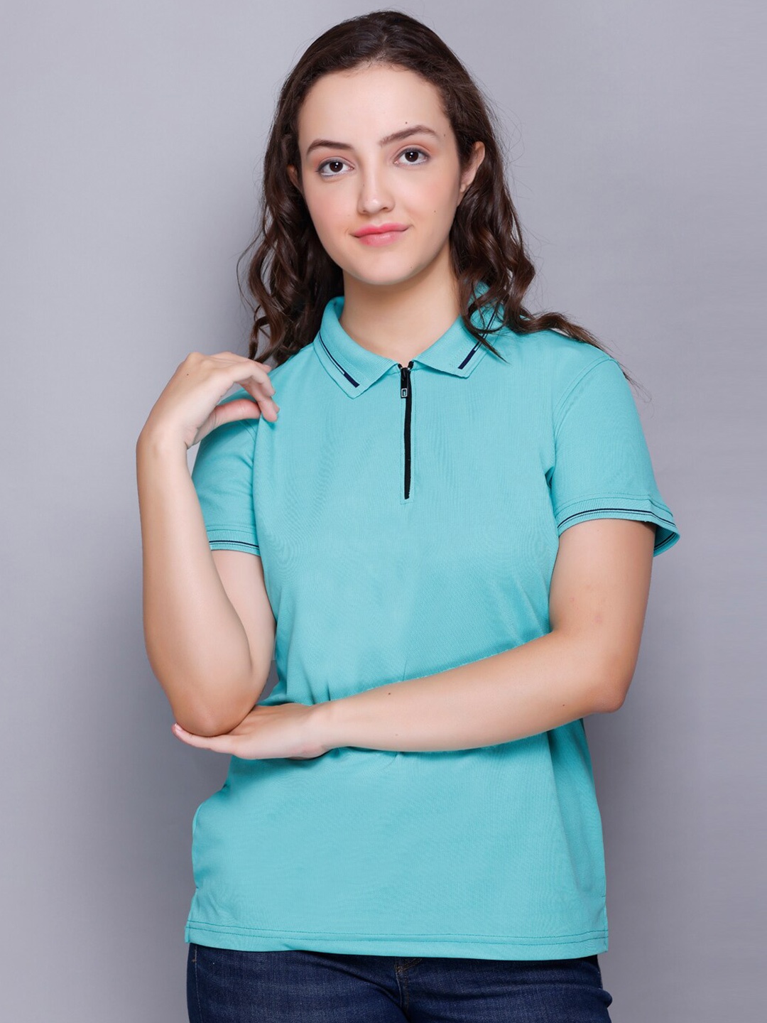 

ELPIDA Polo Collar Casual Cotton T-shirt, Green