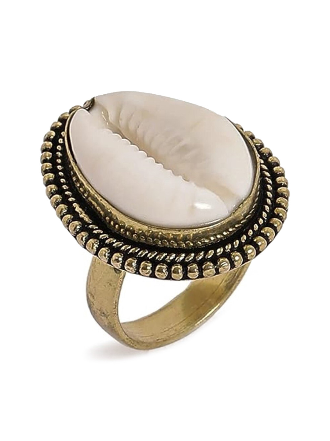 

EL REGALO Women Shell Embellished Finger Ring, Gold