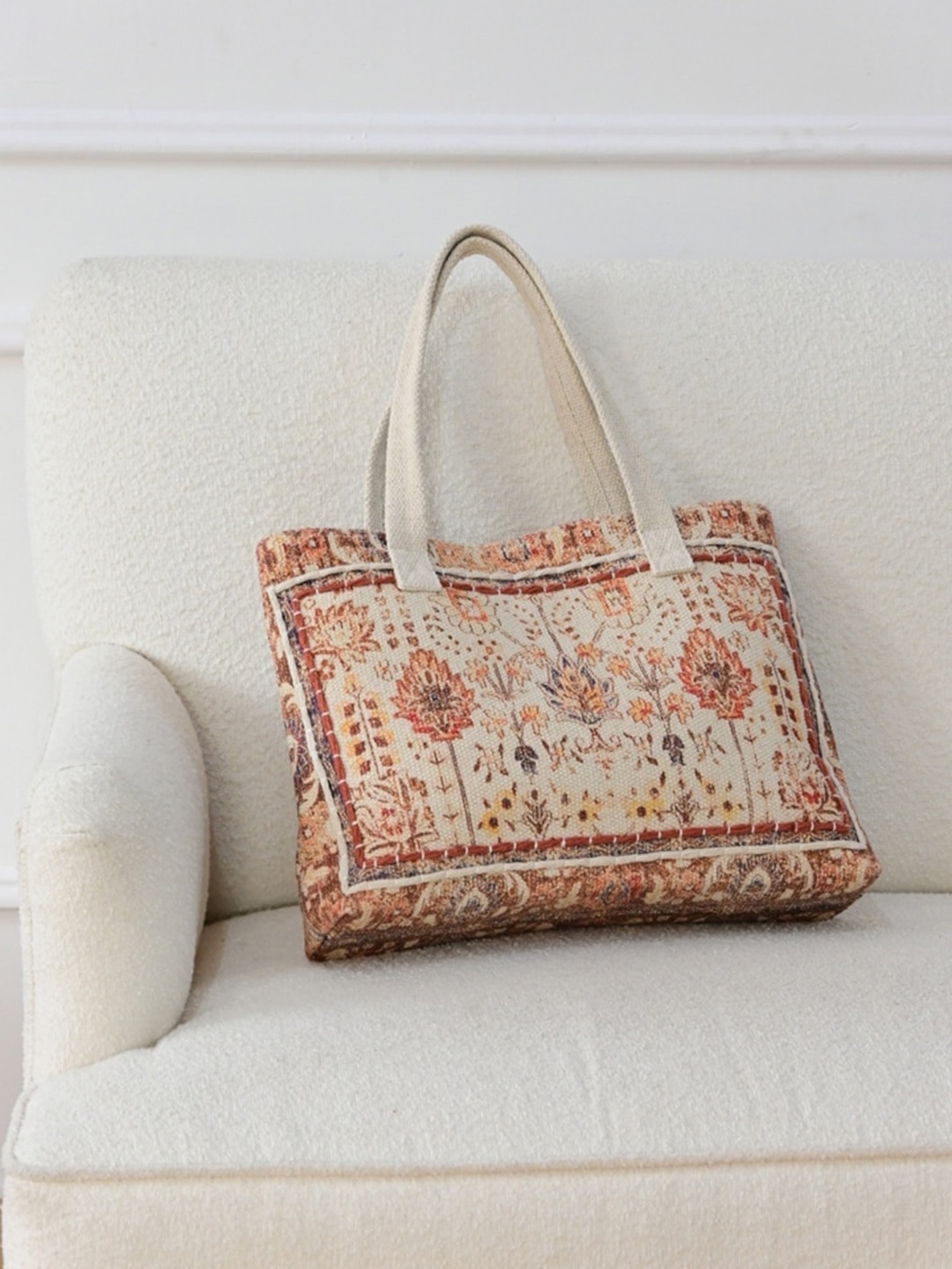 

Art Avenue Ethnic Printed Oversized Shopper Shoulder Bag, White