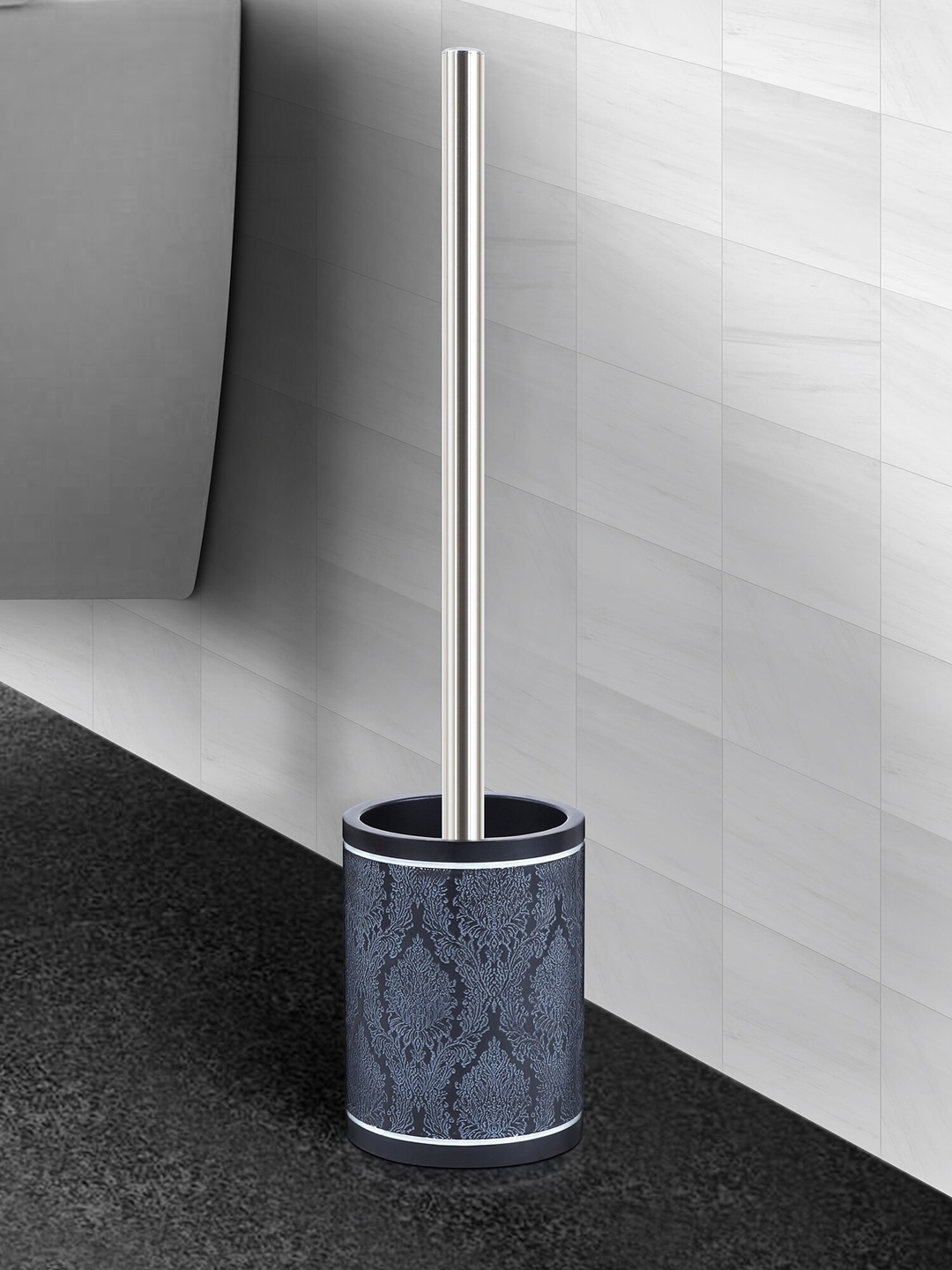 

OBSESSIONS 2 Pcs Charcoal Grey & White Toilet Brush With Holder